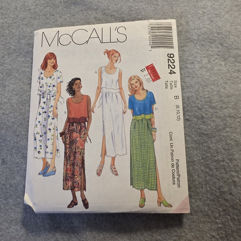 McCall's 9224 Misses Dress Sewing Pattern Sz 8-10-12 Uncut Vintage 1990s